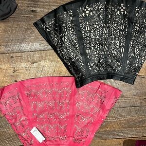 Elegant Black and Pink Laser-Cut Skirt